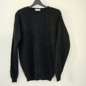 Antonello Biffa by Sivi Sweater Womens M Black Crew Neck LS Embellished Holiday
